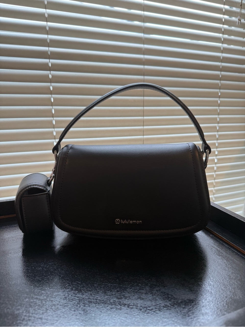 lululemon athletica Black Leather-Look Top-Handle Shoulder Bag